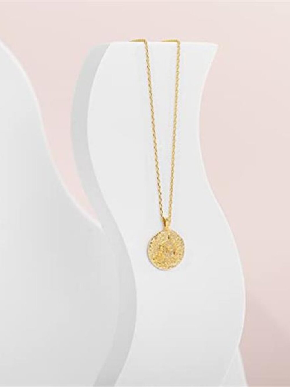 14K Gold Plated Engraved Coin Pendant Necklaces for Women | Byzantine - Picture 6 of 6